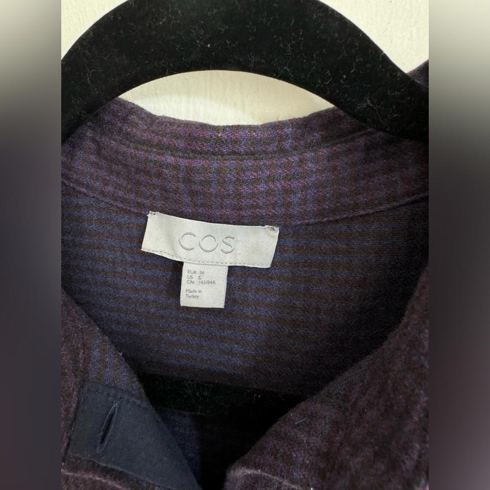 Cos Wool Checkered Button Front Collared A-Line P… - image 5